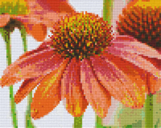 Orange Flower Four [4] Baseplate PixelHobby Mini-mosaic Art Kit
